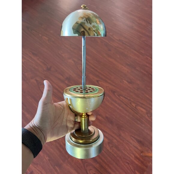 World Globe Cigarette Dispenser Gold Tone MCM with Lighter Not Tested
